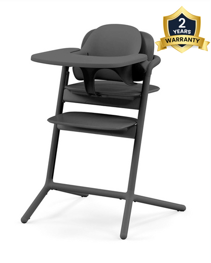 Cybex Lemo 3 in 1 High Chair-With Baby Set & Tray-Individual Height & Depth Adjustment of Seat & Footrest-Anti Tip Rear Wheels for Easy Movement-2 Years Warranty-For 6M to 99Y (Upto 120 Kg)-Stunning Black