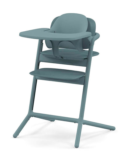 Cybex Lemo 4 in 1 High Chair-With Bouncer Seat, Baby Set & Tray-Individual Height & Depth Adjustment of Seat & Footrest-Anti Tip Rear Wheels for Easy Movement-2 Years Warranty-For 0 to 99Y (Upto 120 Kg)-Stone Blue