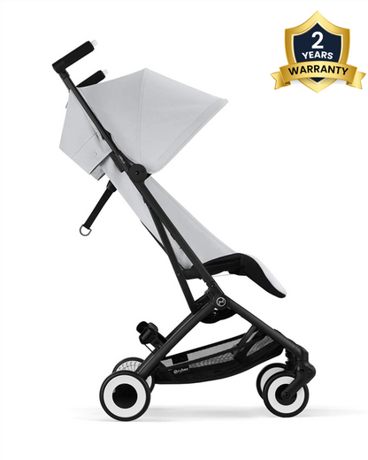 Cybex Libelle Cabin Friendly Stroller-Near Flat Reclining Seat-Car Seat Compatible-2 Years Warranty-For 6M to 4Y (Upto 22 Kg)-Black Frame & Fog Grey Seat