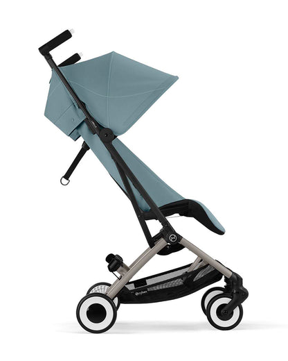 Cybex Libelle Cabin Friendly Stroller-Near Flat Reclining Seat-Car Seat Compatible-2 Years Warranty-For 6M to 4Y (Upto 22 Kg)-Taupe Frame & Stormy Blue Seat