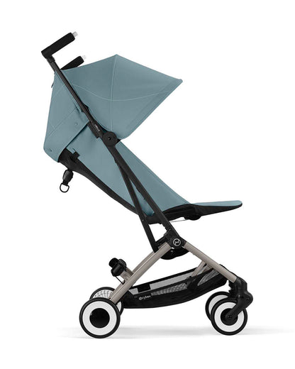 Cybex Libelle Cabin Friendly Stroller-Near Flat Reclining Seat-Car Seat Compatible-2 Years Warranty-For 6M to 4Y (Upto 22 Kg)-Taupe Frame & Stormy Blue Seat