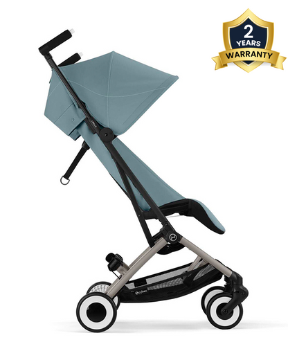 Cybex Libelle Cabin Friendly Stroller-Near Flat Reclining Seat-Car Seat Compatible-2 Years Warranty-For 6M to 4Y (Upto 22 Kg)-Taupe Frame & Stormy Blue Seat