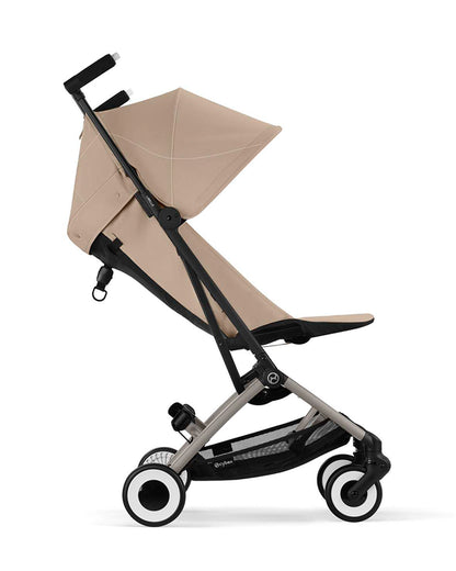 Cybex Libelle Cabin Friendly Stroller-Near Flat Reclining Seat-Car Seat Compatible-2 Years Warranty-For 6M to 4Y (Upto 22 Kg)-Taupe Frame & Almond Beige Seat