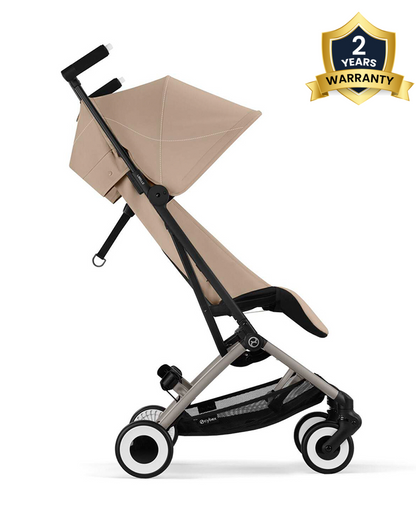 Cybex Libelle Cabin Friendly Stroller-Near Flat Reclining Seat-Car Seat Compatible-2 Years Warranty-For 6M to 4Y (Upto 22 Kg)-Taupe Frame & Almond Beige Seat