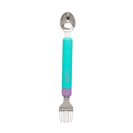 Melii Spork On The Go-Travel Utensils-Detachable Fork & Spoon with Carrying Case -Blue & Purple-For Infants