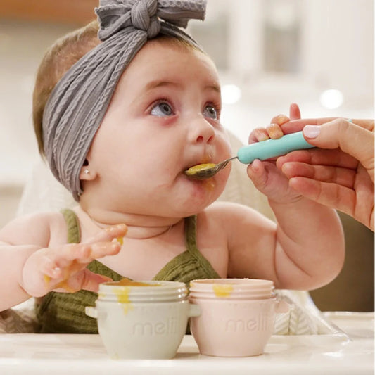 Melii Spork On The Go-Travel Utensils-Detachable Fork & Spoon with Carrying Case -Blue & Purple-For Infants