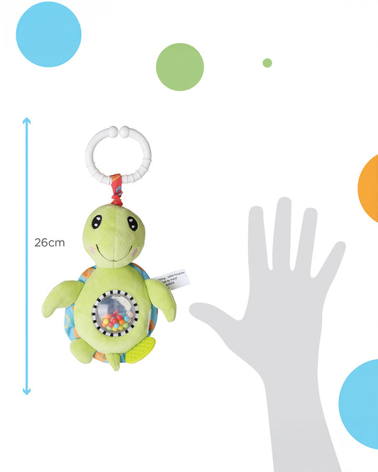 nuluv Jittery Turtle Rattle Toy-Easy Attachment with Stroller & Crib-For Infants
