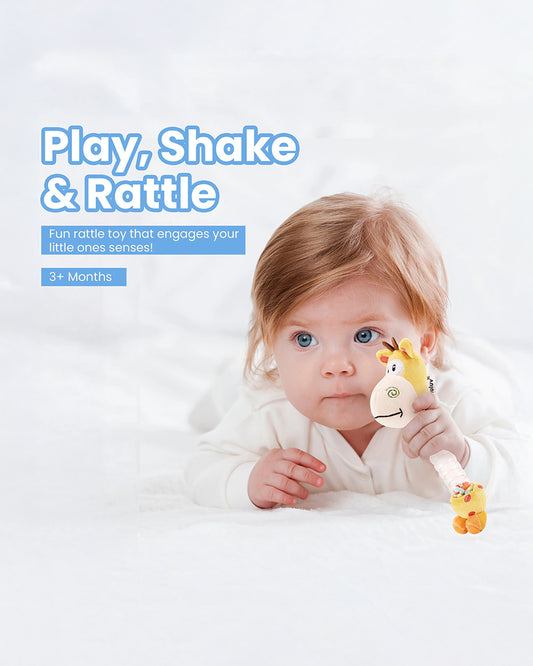 nuluv Giraffe Rattle Toy-Plush Rattle-Develop Motor Skills-BPA and PVC Free-3M+
