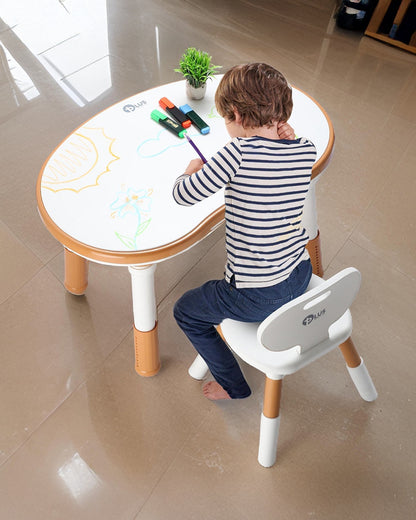 Oplus Block Cum Sensory Activity Table With Chair-Brown-3 Adjustable Height Levels With Built in Storage Box-12m+