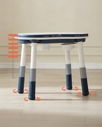 Oplus Block Cum Sensory Activity Table With Chair-Blue-3 Adjustable Height Levels With Built in Storage Box-12m+