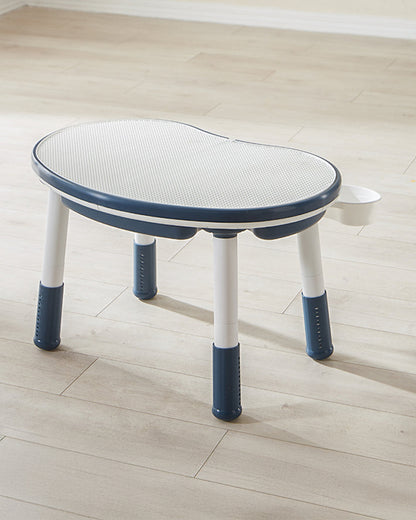 Oplus Block Cum Sensory Activity Table With Chair-Blue-3 Adjustable Height Levels With Built in Storage Box-12m+