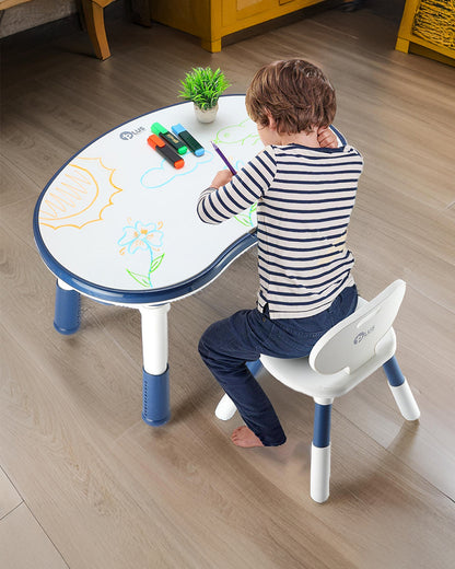 Oplus Block Cum Sensory Activity Table With Chair-Blue-3 Adjustable Height Levels With Built in Storage Box-12m+