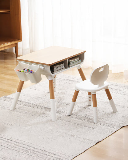 Oplus Multipurpose Study Table With Wooden Top-Includes 2 Pen Holder & 1 Chair-3 Adjustable Height Levels-Activity Centre & Table-12M+
