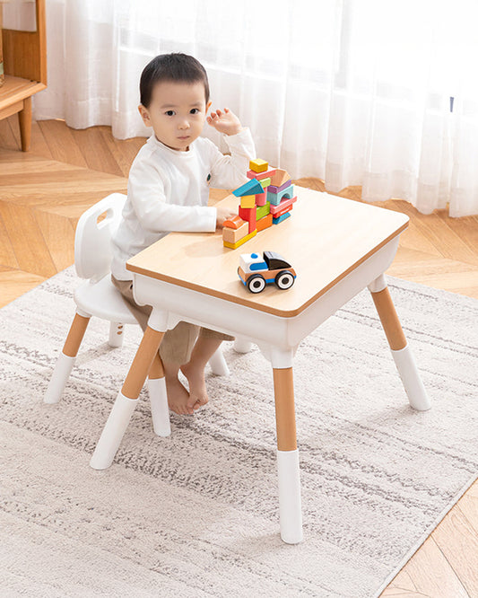 Oplus Multipurpose Study Table With Wooden Top-Includes 2 Pen Holder & 1 Chair-3 Adjustable Height Levels-Activity Centre & Table-12M+