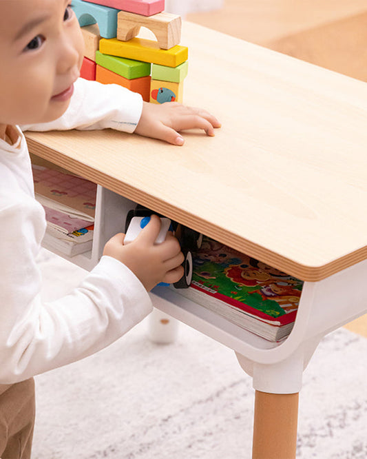 Oplus Multipurpose Study Table With Wooden Top-Includes 2 Pen Holder & 1 Chair-3 Adjustable Height Levels-Activity Centre & Table-12M+