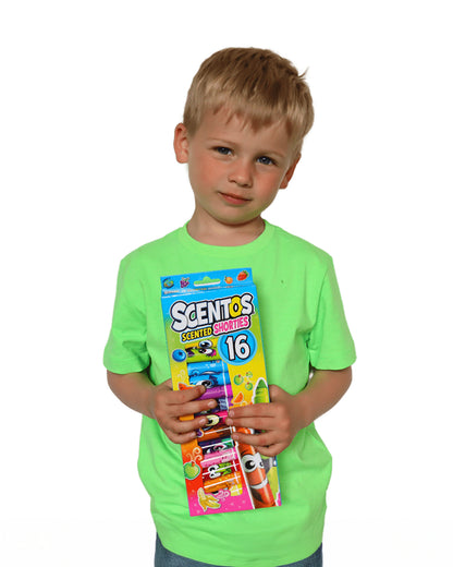 Scentos Scented Shorty Markers-Art & Craft Kit-Pack of 16-Promotes Sensory Play-36M+