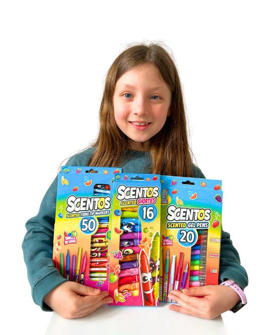 Scentos Scented Shorty Markers-Art & Craft Kit-Pack of 16-Promotes Sensory Play-36M+
