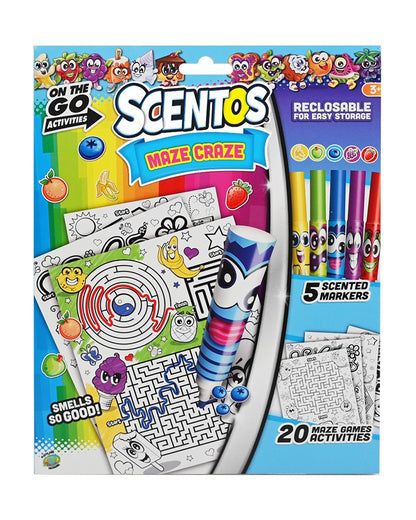 Scentos Maze Craze On The Go Scented Activity Fun Sets-Art & Craft Kit-20 Activity Pages-36M+