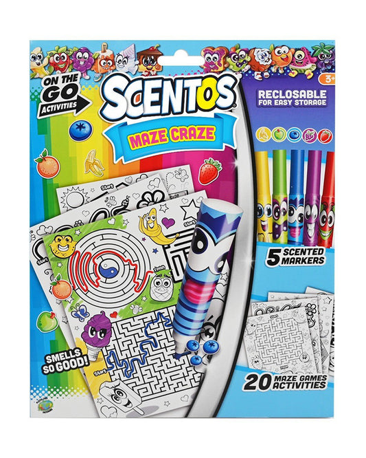 Scentos Maze Craze On The Go Scented Activity Fun Sets-Art & Craft Kit-20 Activity Pages-36M+