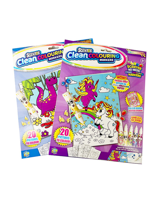 Scentos Clean Coloring Markers-Enchanted-Art & Craft Kit-20 Activity Pages-Non Staining Ink-36M+
