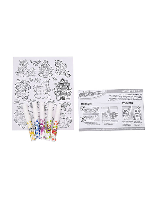 Scentos Clean Coloring Markers-Enchanted-Art & Craft Kit-20 Activity Pages-Non Staining Ink-36M+