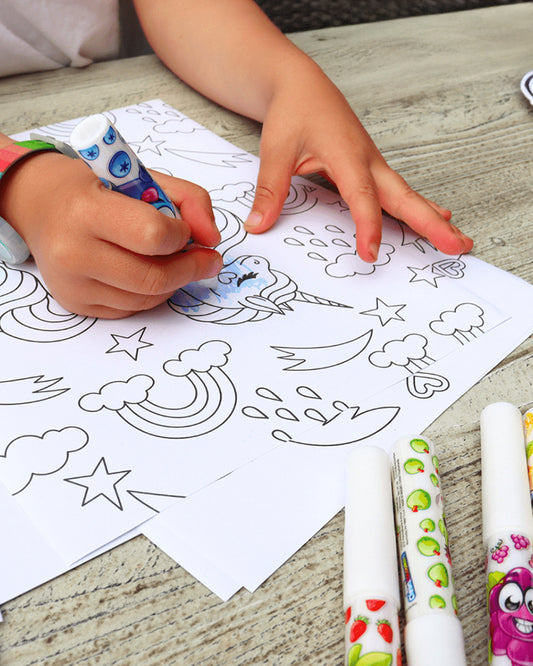 Scentos Clean Coloring Markers-Enchanted-Art & Craft Kit-20 Activity Pages-Non Staining Ink-36M+