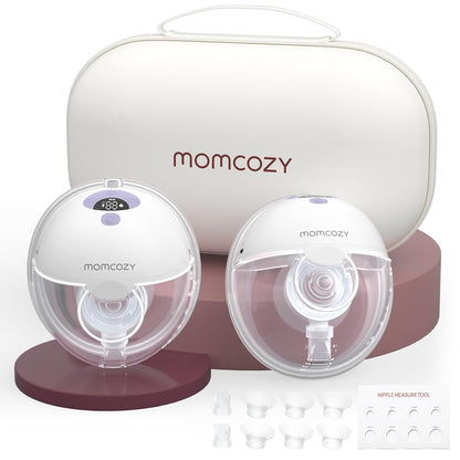 Momcozy All-in-one M5 Wearable Double Electric Breast Pump - Painless Pumping - Portable - 3 Modes & 9 Suction Levels - Rechargeable - Purple