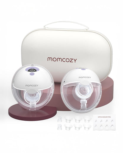 Momcozy All-in-one M5 Wearable Double Electric Breast Pump - Painless Pumping - Portable - 3 Modes & 9 Suction Levels - Rechargeable - Purple