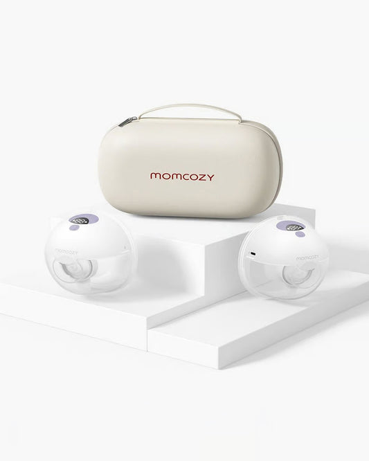 Momcozy All-in-one M5 Wearable Double Electric Breast Pump - Painless Pumping - Portable - 3 Modes & 9 Suction Levels - Rechargeable - Purple