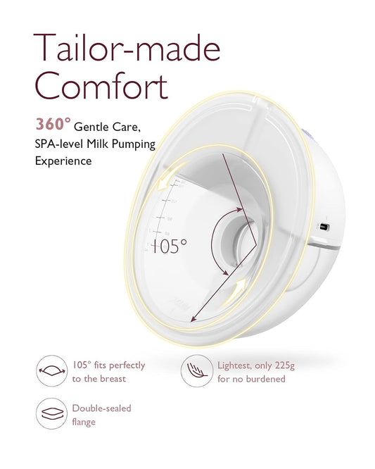 Momcozy All-in-one M5 Wearable Double Electric Breast Pump - Painless Pumping - Portable - 3 Modes & 9 Suction Levels - Rechargeable - Purple