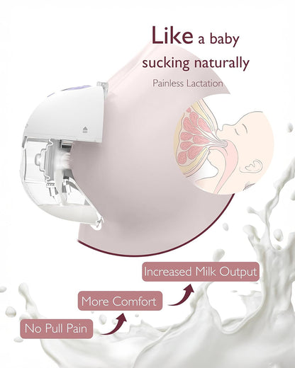 Momcozy All-in-one M5 Wearable Double Electric Breast Pump - Painless Pumping - Portable - 3 Modes & 9 Suction Levels - Rechargeable - Purple