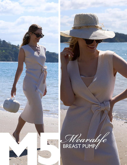 Momcozy All-in-one M5 Wearable Double Electric Breast Pump - Painless Pumping - Portable - 3 Modes & 9 Suction Levels - Rechargeable - Purple