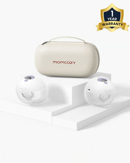 Momcozy All-in-one M5 Wearable Double Electric Breast Pump - Painless Pumping - Portable - 3 Modes & 9 Suction Levels - Rechargeable - Purple