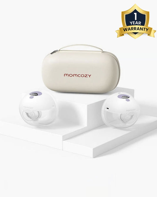 Momcozy All-in-one M5 Wearable Double Electric Breast Pump - Painless Pumping - Portable - 3 Modes & 9 Suction Levels - Rechargeable - Purple