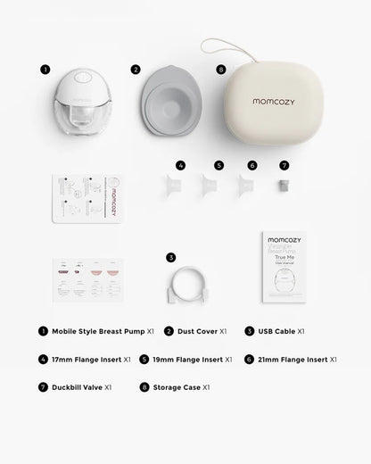 Momcozy M6 Wearable Mobile Style Single Electric  Breast Pump - 3 Modes & 9 Suction Levels - Portable - Rechargeable - Grey