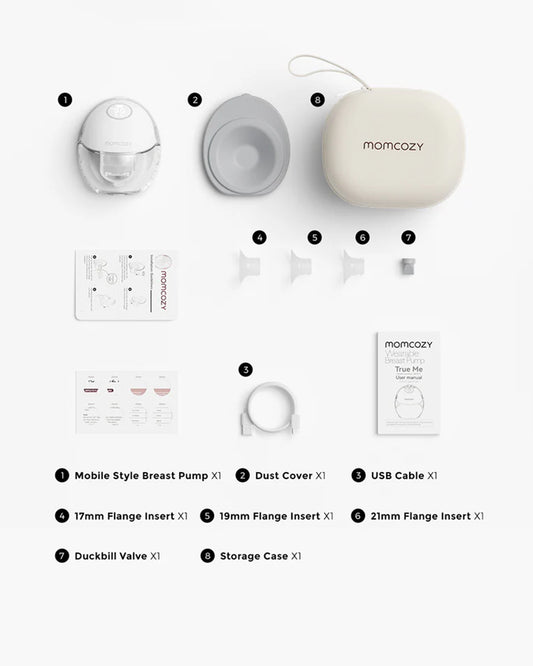 Momcozy M6 Wearable Mobile Style Single Electric  Breast Pump - 3 Modes & 9 Suction Levels - Portable - Rechargeable - Grey