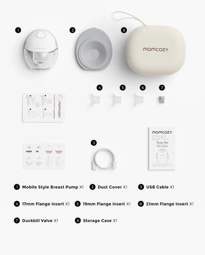 Momcozy M6 Wearable Mobile Style Single Electric  Breast Pump - 3 Modes & 9 Suction Levels - Portable - Rechargeable - Grey
