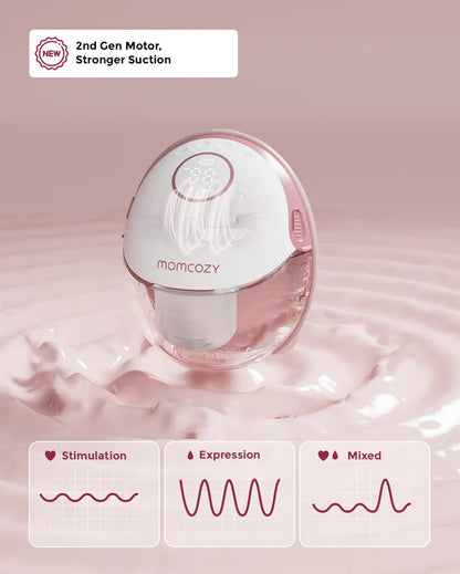 Momcozy M6 Wearable Mobile Style Single Electric  Breast Pump - 3 Modes & 9 Suction Levels - Portable - Rechargeable - Grey