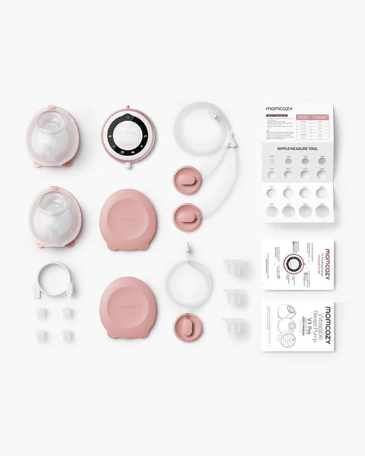 Momcozy V1 Pro Hospital Grade Wearable Breast Pump- 3 Fine-Tuned Rhythms with 15 Suction Levels-300mmHg Suction Power-Low Noise-Rechargeable Battery