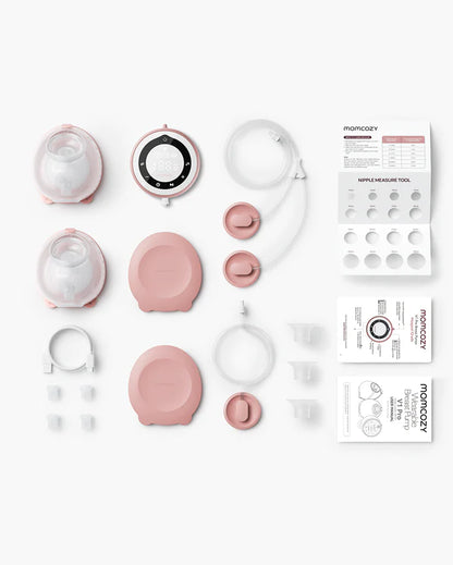 Momcozy V1 Pro Hospital Grade Wearable Breast Pump- 3 Fine-Tuned Rhythms with 15 Suction Levels-300mmHg Suction Power-Low Noise-Rechargeable Battery