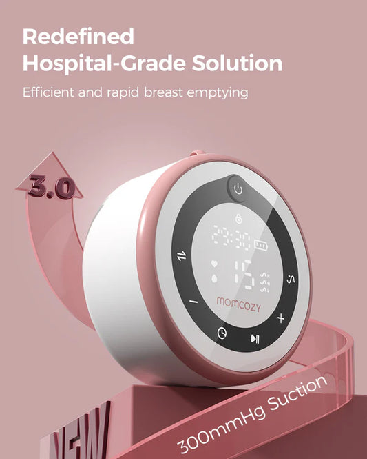 Momcozy V1 Pro Hospital Grade Wearable Breast Pump- 3 Fine-Tuned Rhythms with 15 Suction Levels-300mmHg Suction Power-Low Noise-Rechargeable Battery