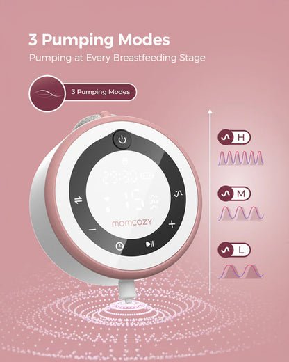 Momcozy V1 Pro Hospital Grade Wearable Breast Pump- 3 Fine-Tuned Rhythms with 15 Suction Levels-300mmHg Suction Power-Low Noise-Rechargeable Battery