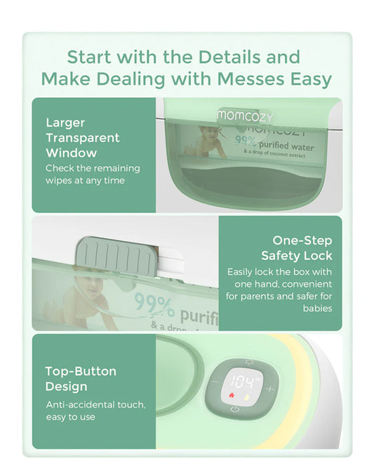Momcozy Large Capacity Baby Wipe Warmer-3 Level Warm Light-4 Level Temperature Adjustments with Quick Heating-Compatible with 60-80 pcs