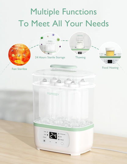 Momcozy Electric Bottle Sterilizer & Dryer - 8-in-1 Multi-Function - Large Capacity - Auto Shut Off - Safe & Efficient