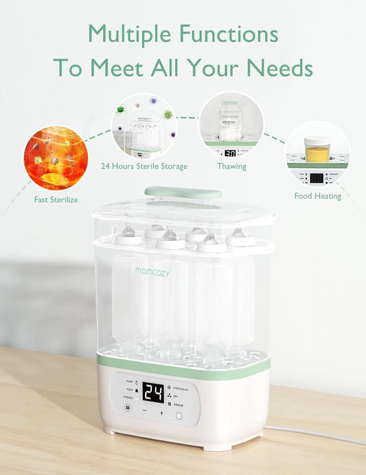 Momcozy Electric Bottle Sterilizer & Dryer - 8-in-1 Multi-Function - Large Capacity - Auto Shut Off - Safe & Efficient