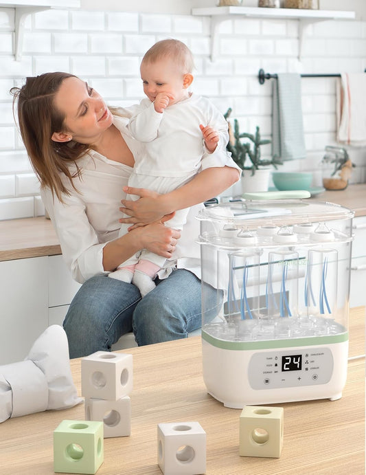 Momcozy Electric Bottle Sterilizer & Dryer - 8-in-1 Multi-Function - Large Capacity - Auto Shut Off - Safe & Efficient