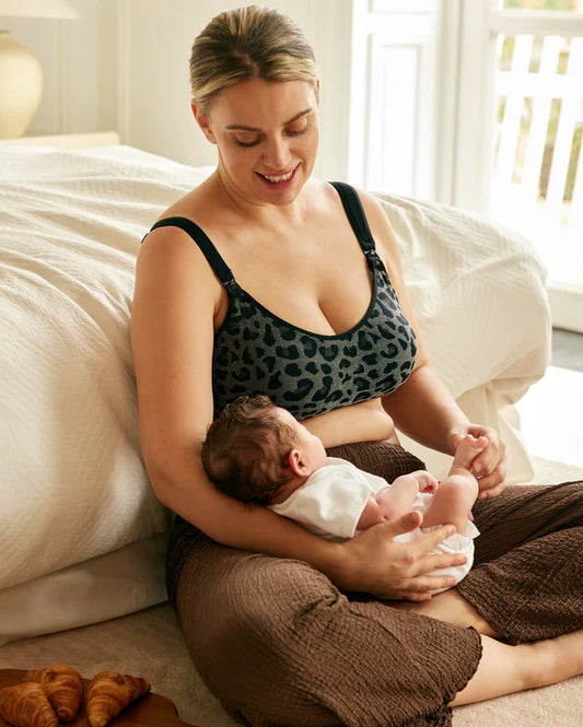 Momcozy 4-in-1 Hands Free Seamless Stretch Fabric Pumping Bra-Fixed Padding-Front Clasps-Full Coverage-Black