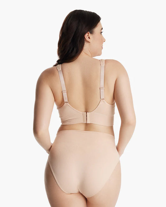 Momcozy All-in-One Super Flexible Pumping Bra-Fixed Padding-Front Clasps-Full Coverage-Oyster Pink