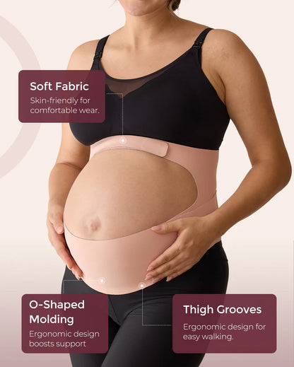 Momcozy BumpEase Ergonest Maternity Belly Band-O Shape Molding-Growing Belly Support-Ease Back Pain-During Pregnancy-Skin