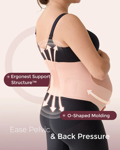 Momcozy BumpEase Ergonest Maternity Belly Band-O Shape Molding-Growing Belly Support-Ease Back Pain-During Pregnancy-Skin